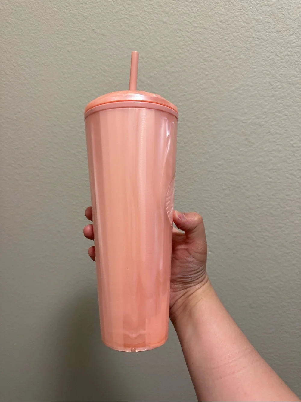 Starbucks Peachy Pink Tall Tumbler with Straw